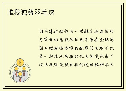唯我独尊羽毛球